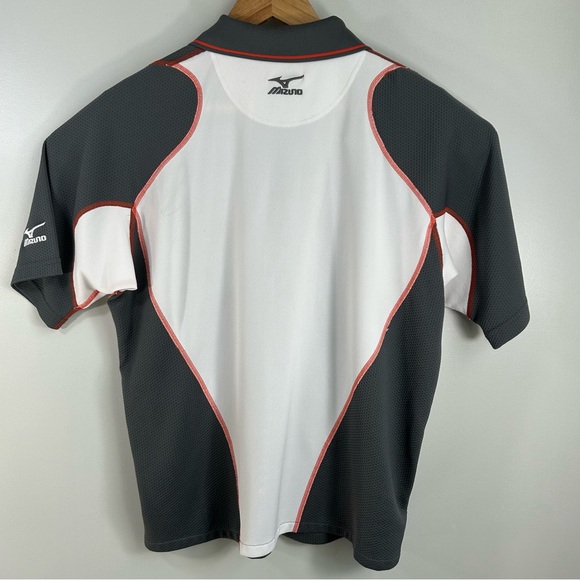 Mizuno Dry Lite Performance Polo Short Sleeve Shirt Collared Grey Orange Men’s L - Picture 12 of 16